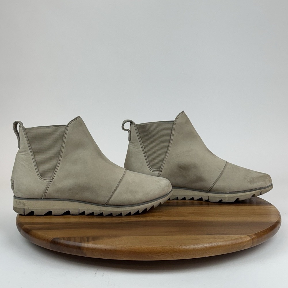 Womens Sorel Harlow Light Taupe Nubuck Waterproof Leather Chelsea Boots Size 9.5